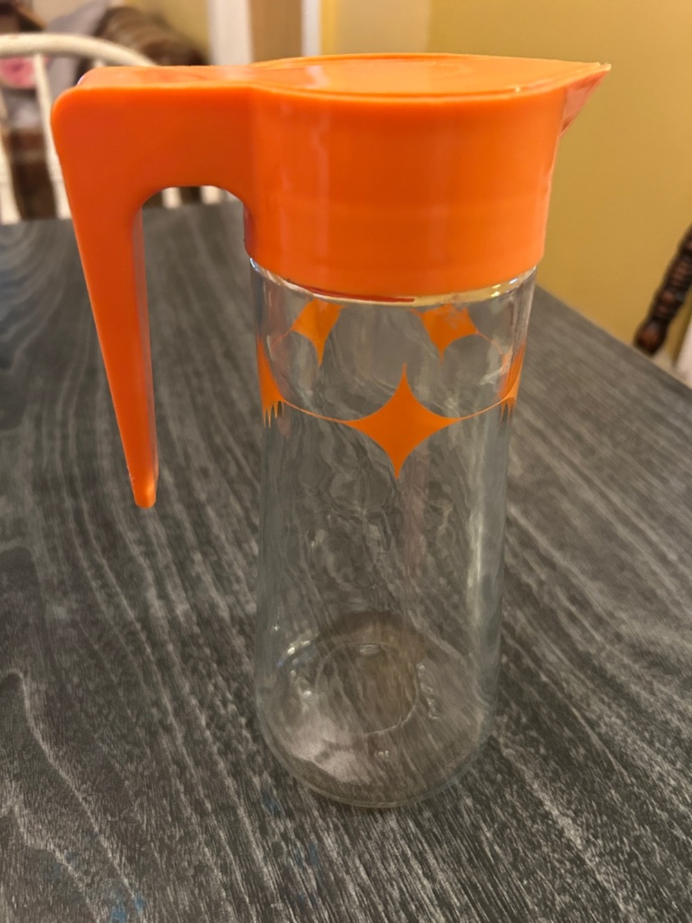 Vintage Tang Anchor Hocking Glass Orange Atomic Starburst Syrup Canister